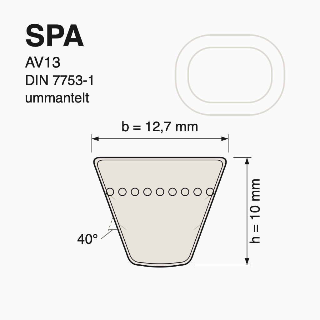Keilriemen SPA882LW Ummantelte Keilriemen
